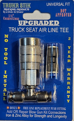 UPGRADED! All metal truck seat air line Tee with BONUS straight line repair push connect fitting!
