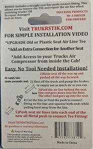 UPGRADED! All metal truck seat air line Tee with BONUS straight line repair push connect fitting!